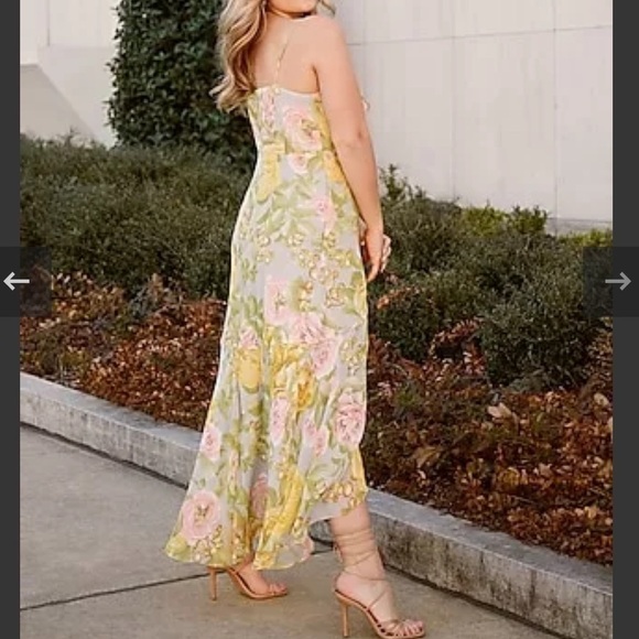 Express Dresses & Skirts - NWT Express Multicolor Floral Print Ruffle Faux Wrap Hi-Lo Maxi Dress, XS